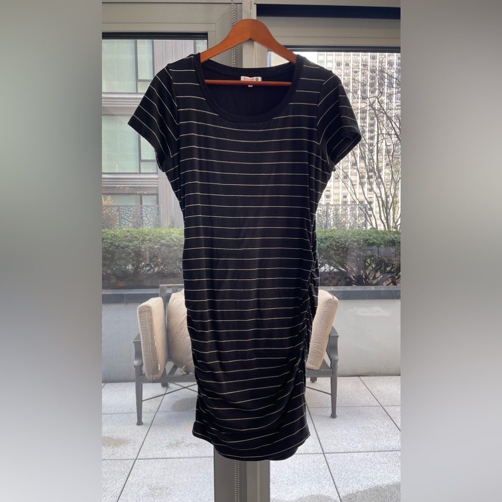 SUNDRY black and White stripe T-shirt dress